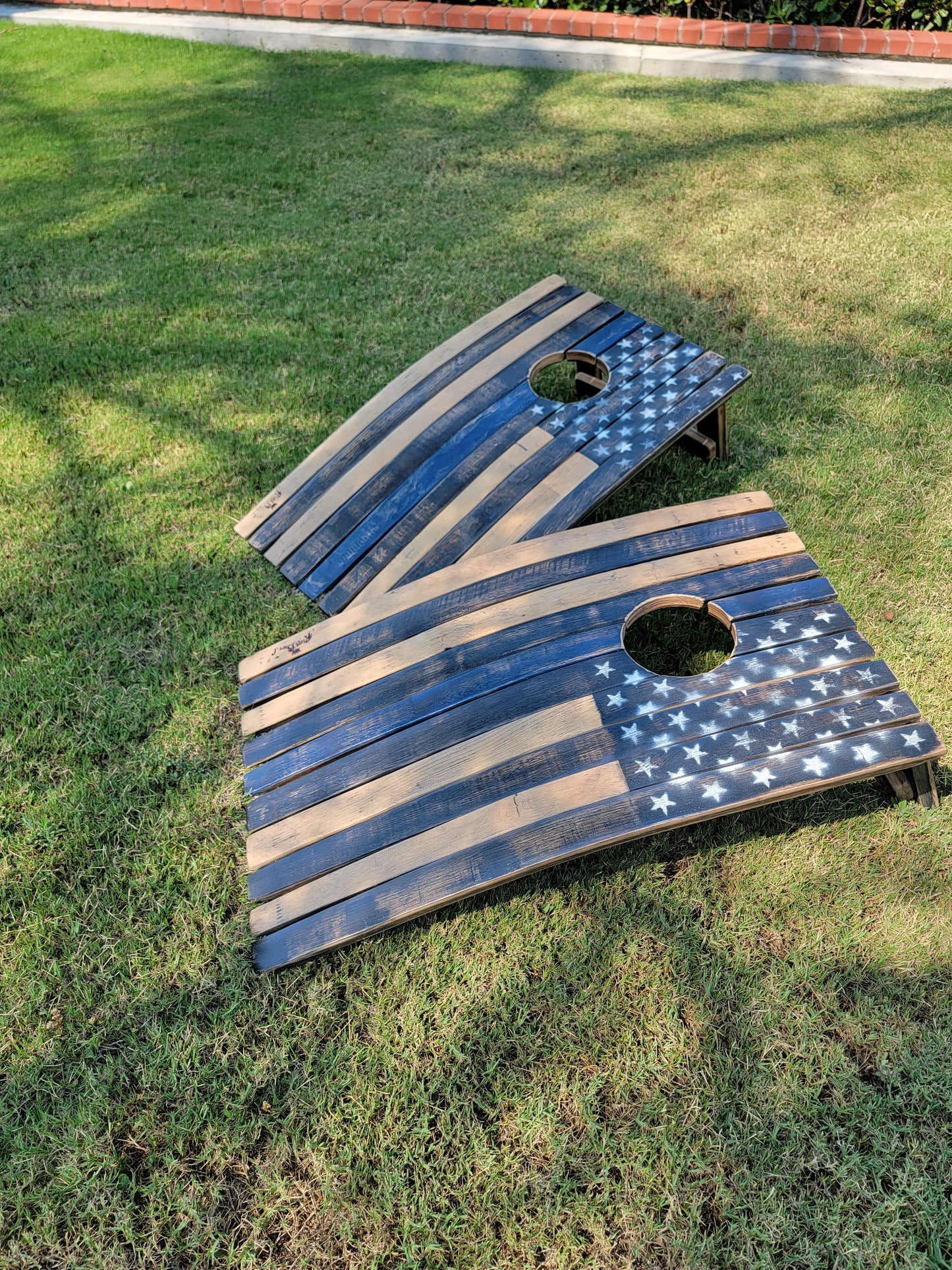 Cornhole made from oak barrels