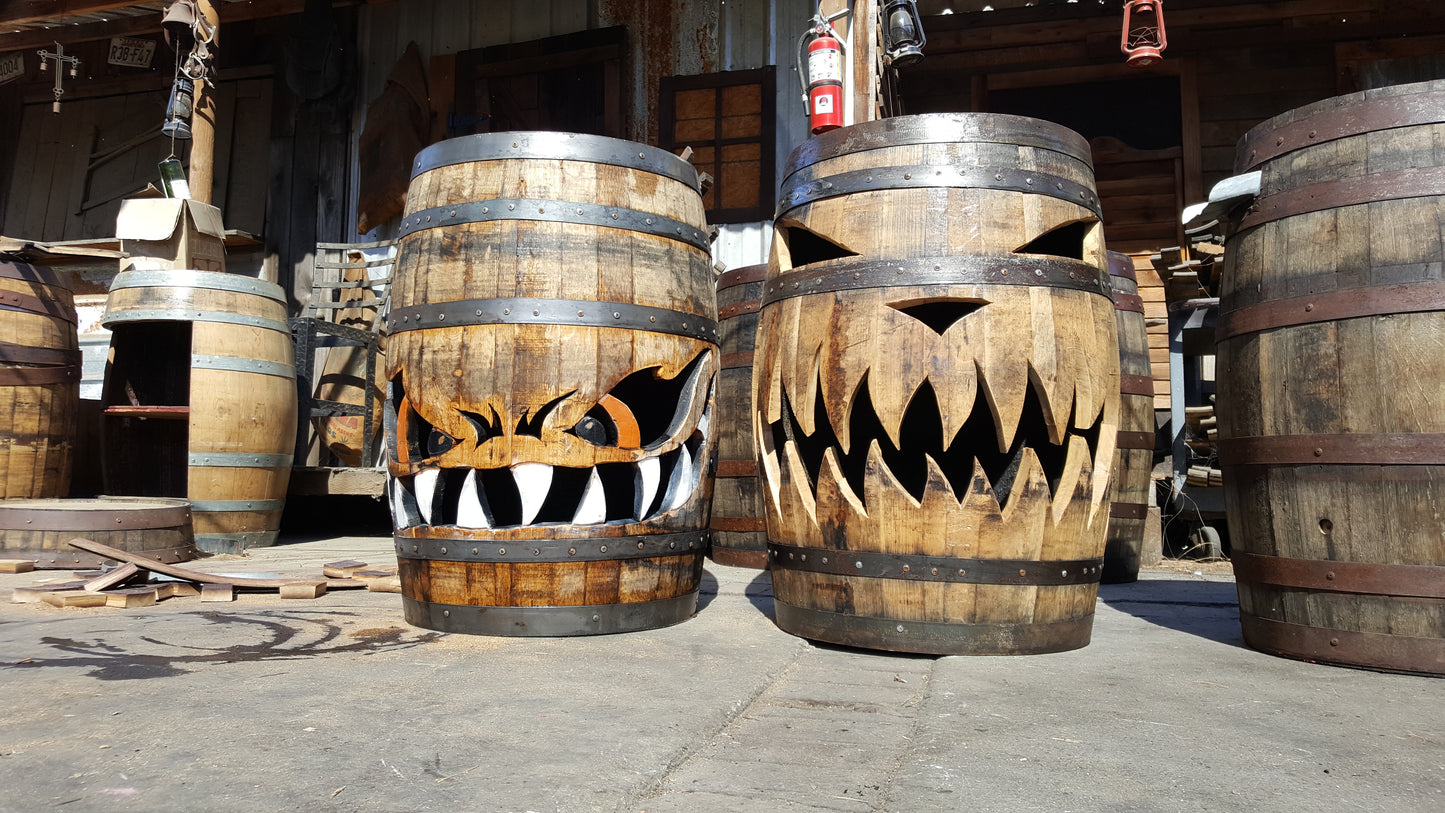 Oak Barrel Halloween Decoration