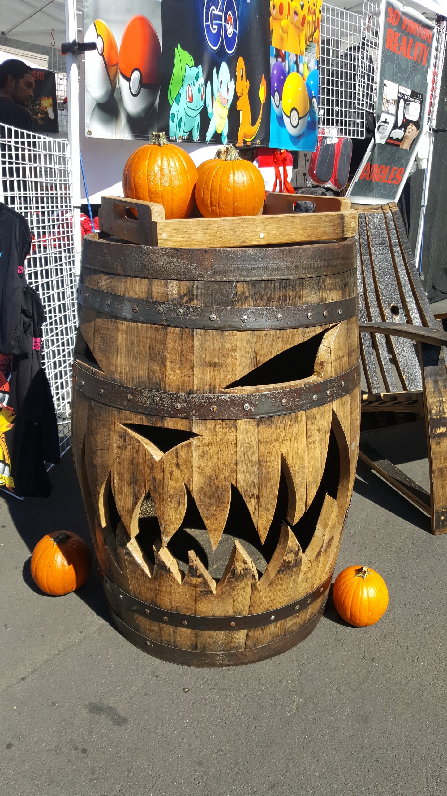 Oak Barrel Halloween Decoration