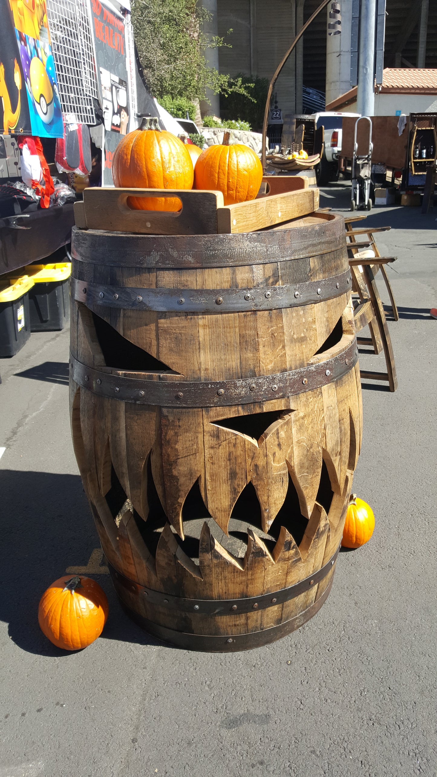 Oak Barrel Halloween Decoration