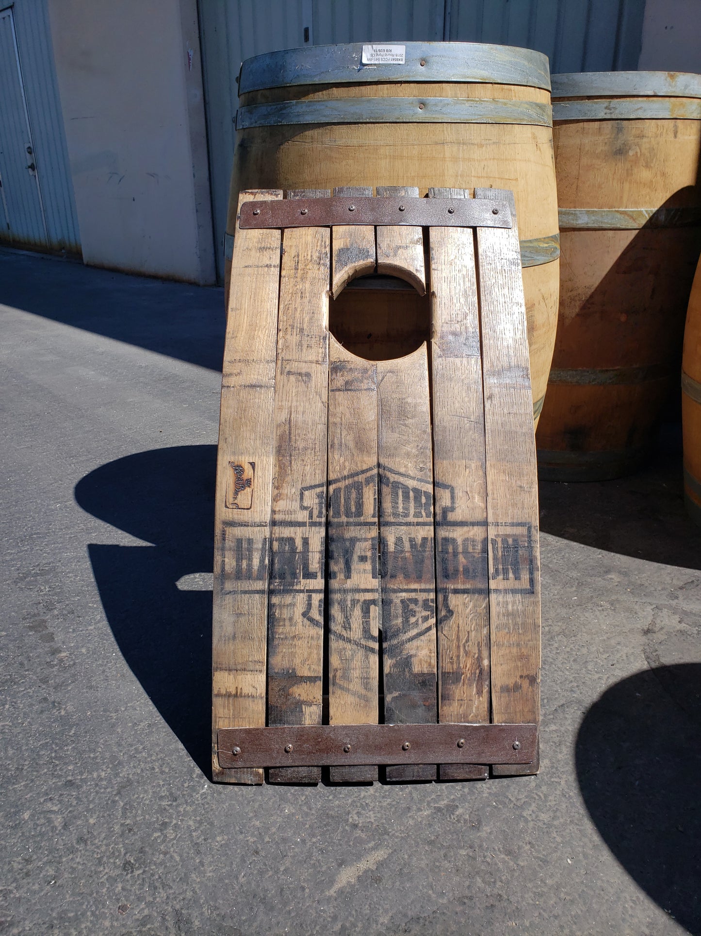 Cornhole made from oak barrels
