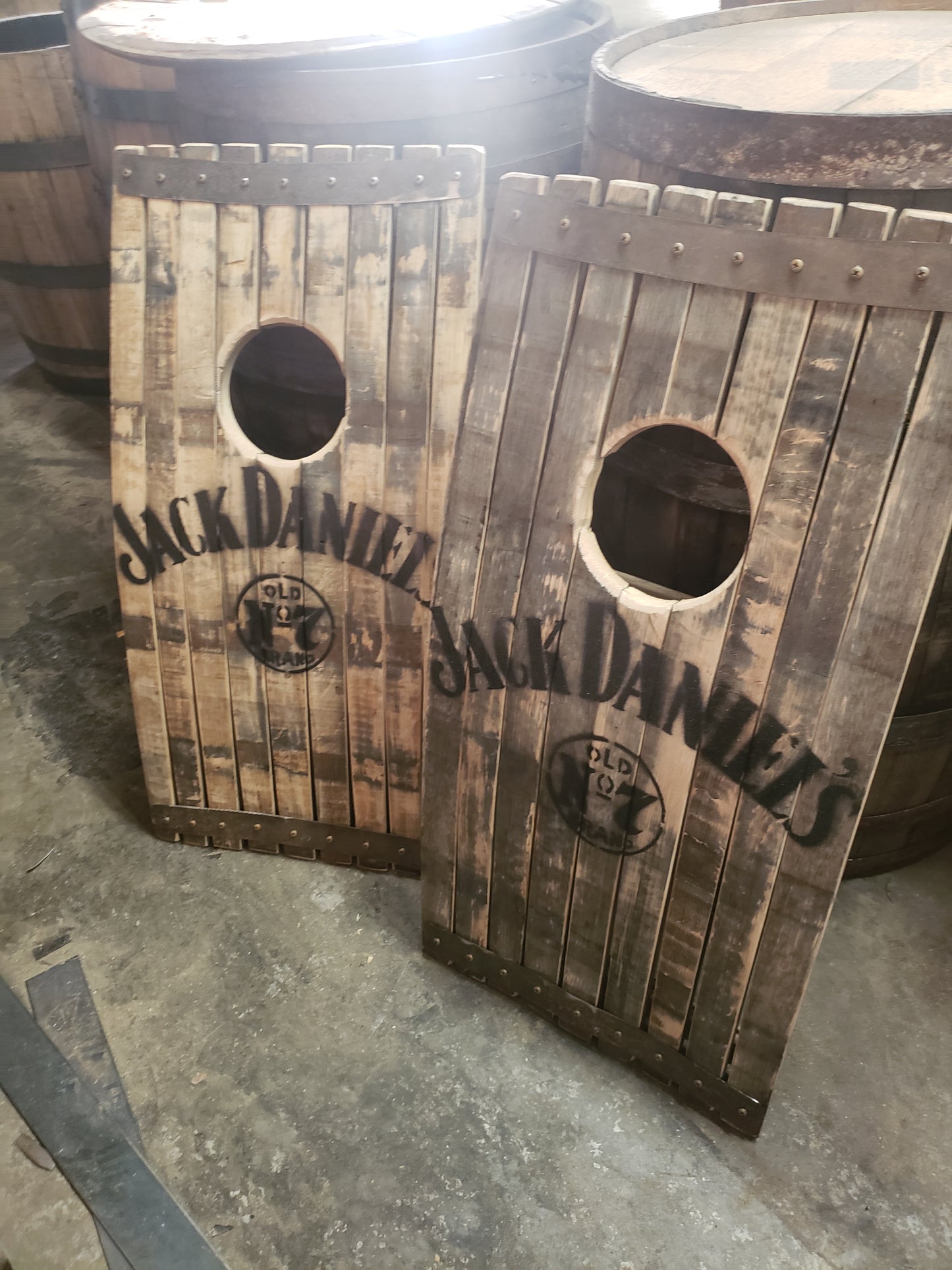 Cornhole made from oak barrels