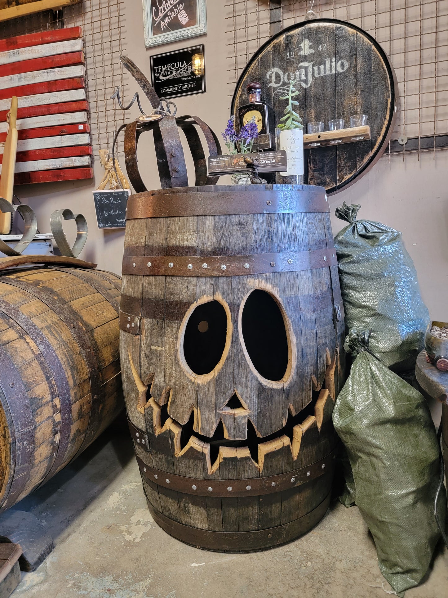 Oak Barrel Halloween Decoration