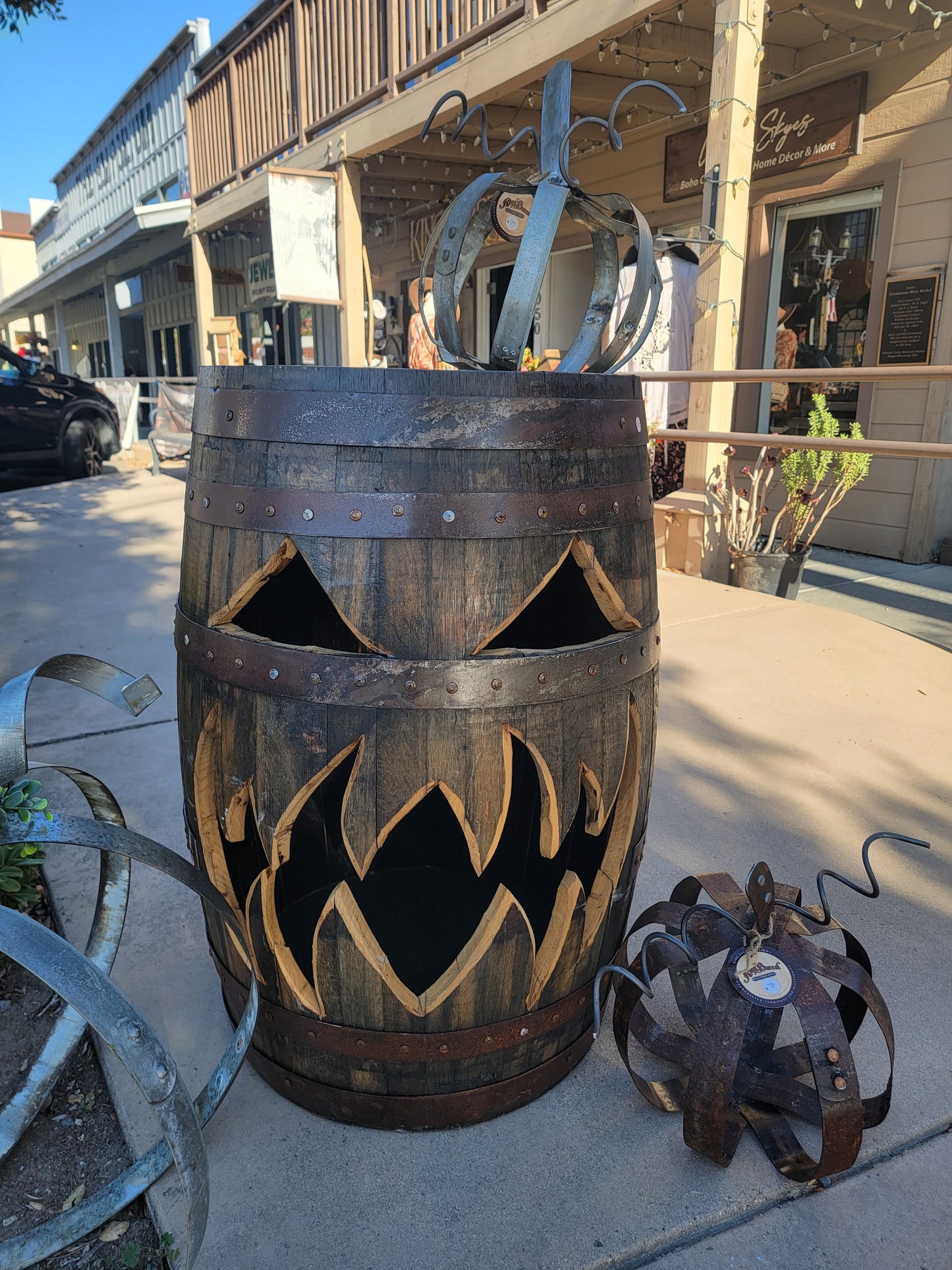 Oak Barrel Halloween Decoration