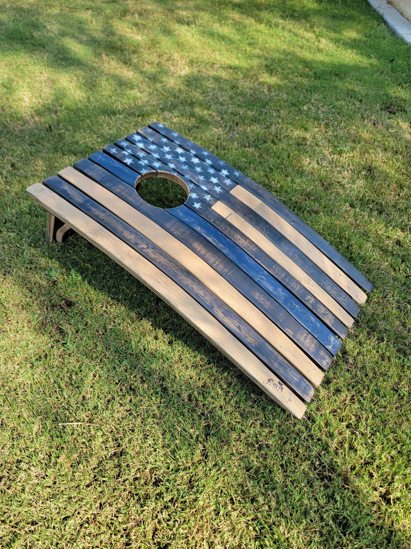 Cornhole made from oak barrels