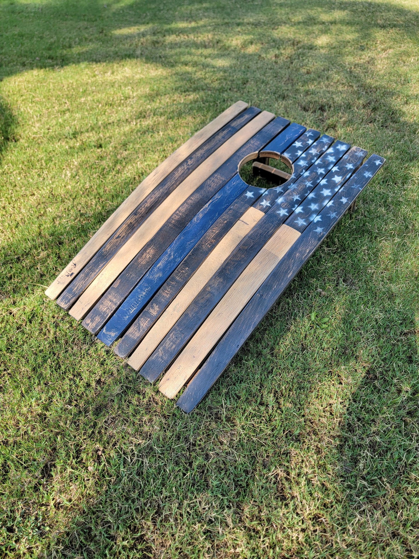 Cornhole made from oak barrels